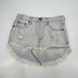 One X OneTeaspoon Raw Hem Distressed Denim Jean Mini Skirt Size 26 Women’s